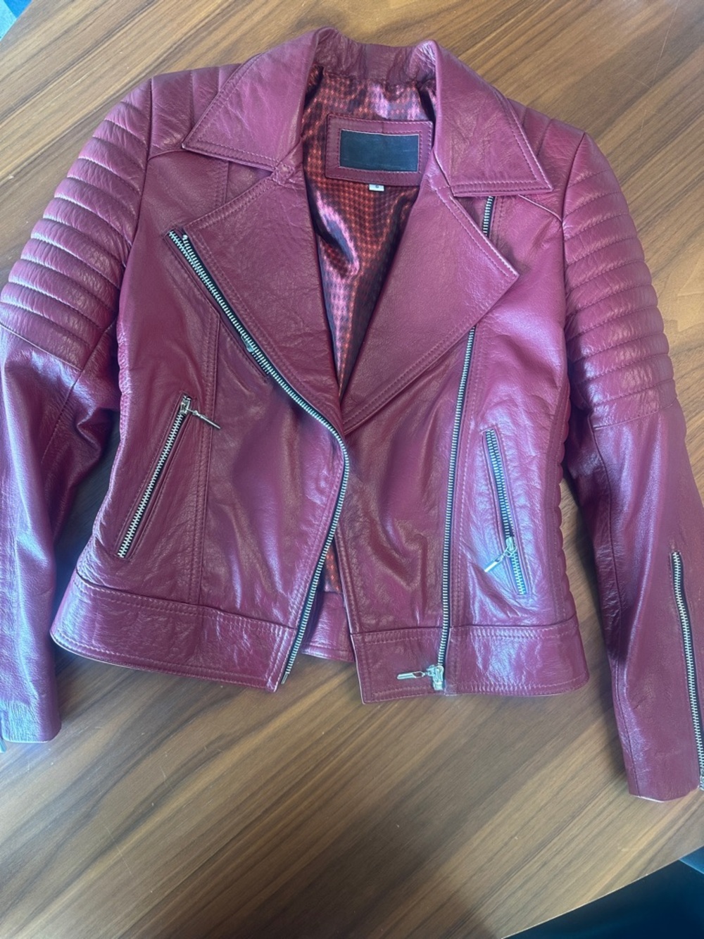 Women’s Burgundy Moto real Leather Jacket